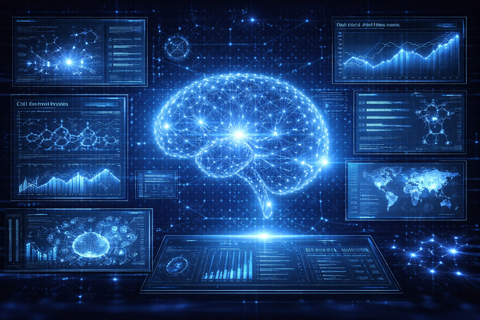 Dashboard futurista com análises preditivas